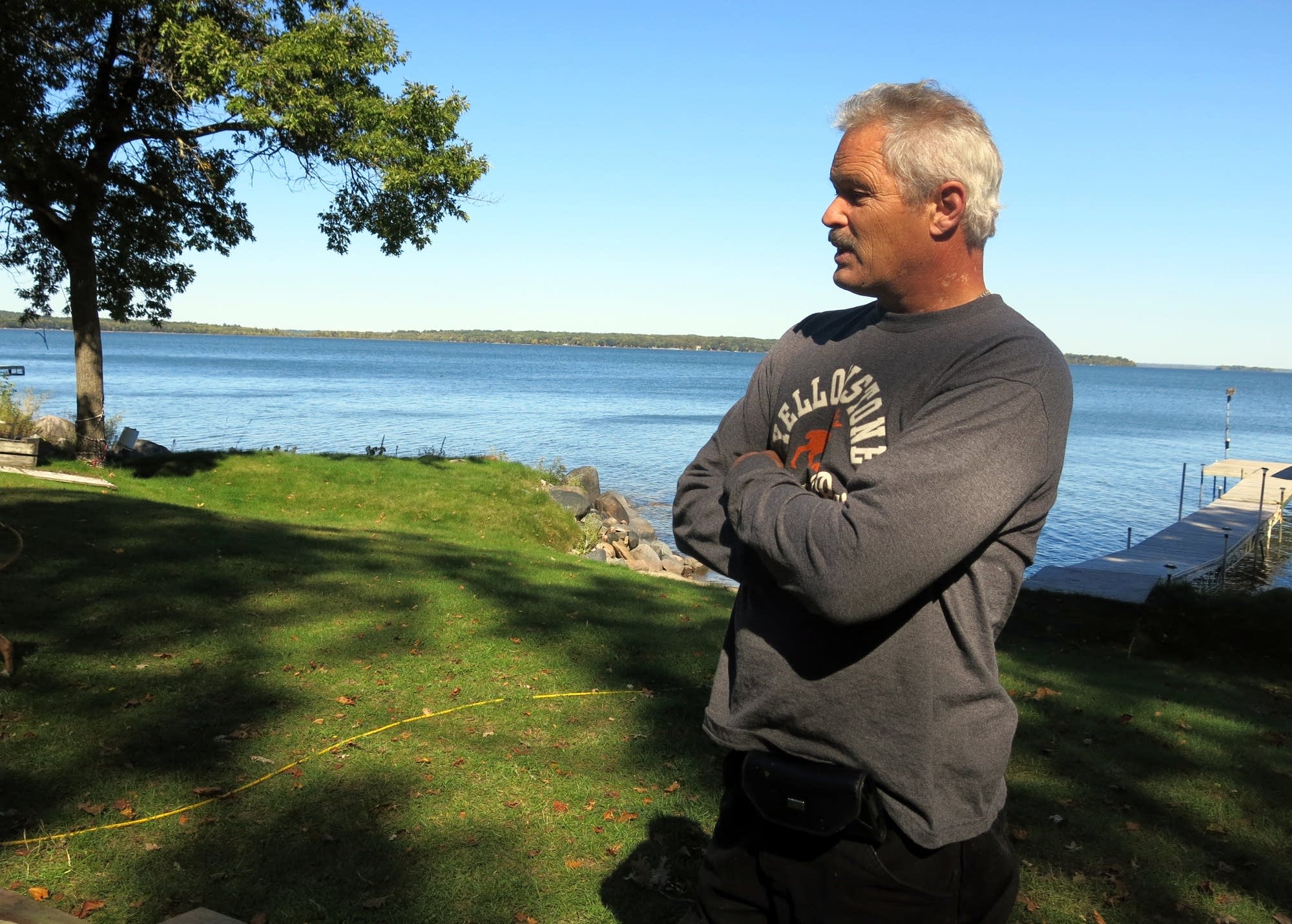 Dave Knowlton is having his trailer house trucked off the Leech Lake lot.