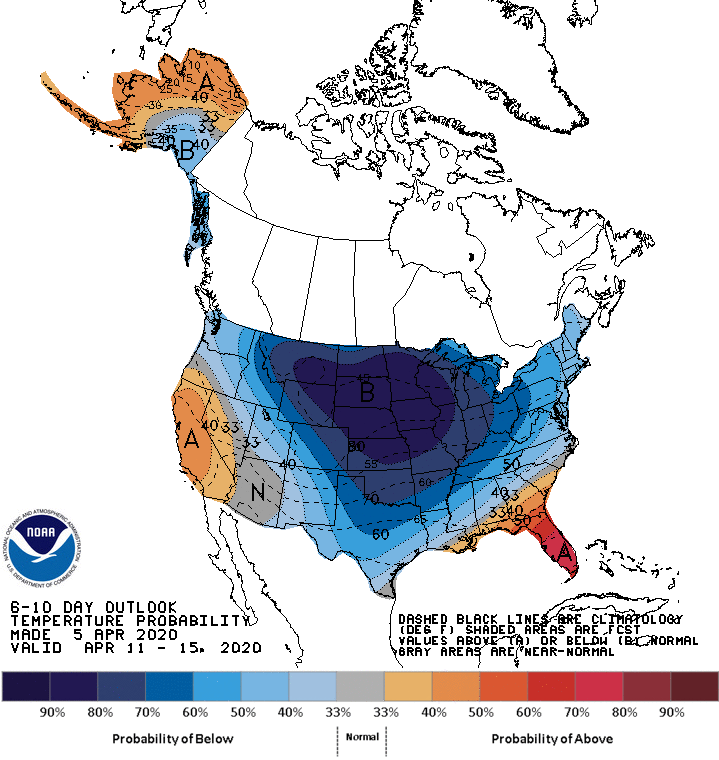 6 to 10-day temperature outlook
