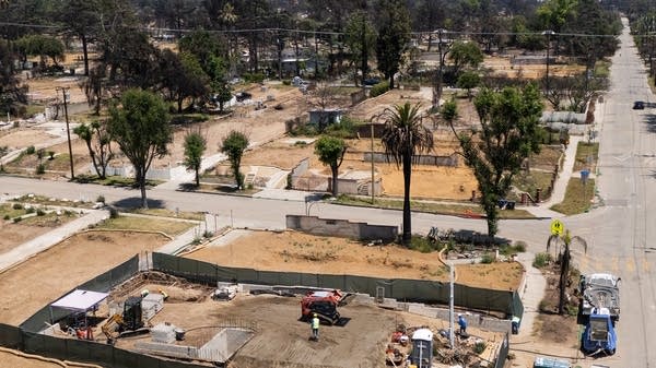 A view of cleaning and rebuilding efforts in Altadena in late May.