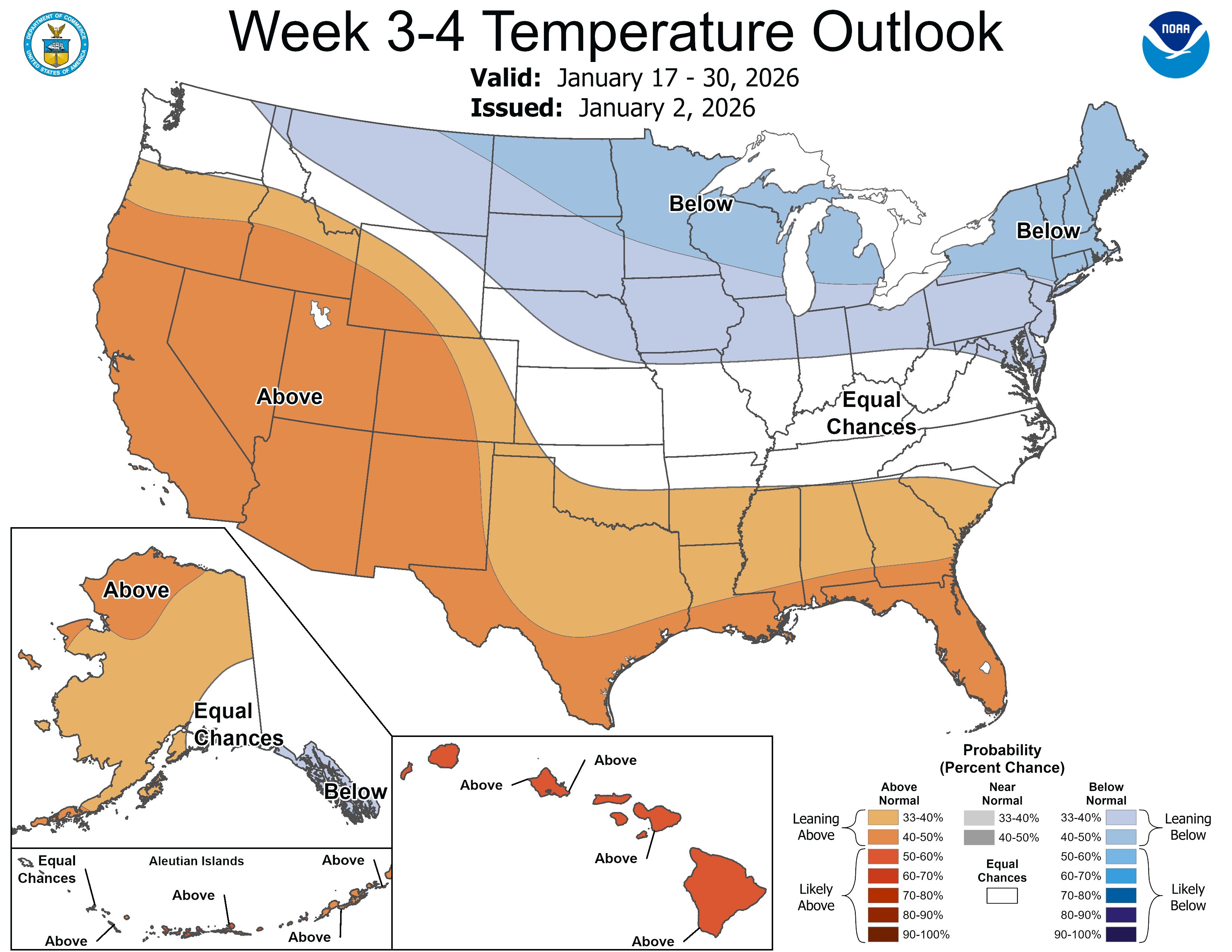 NOAA week 3 and 4 temperature outlook