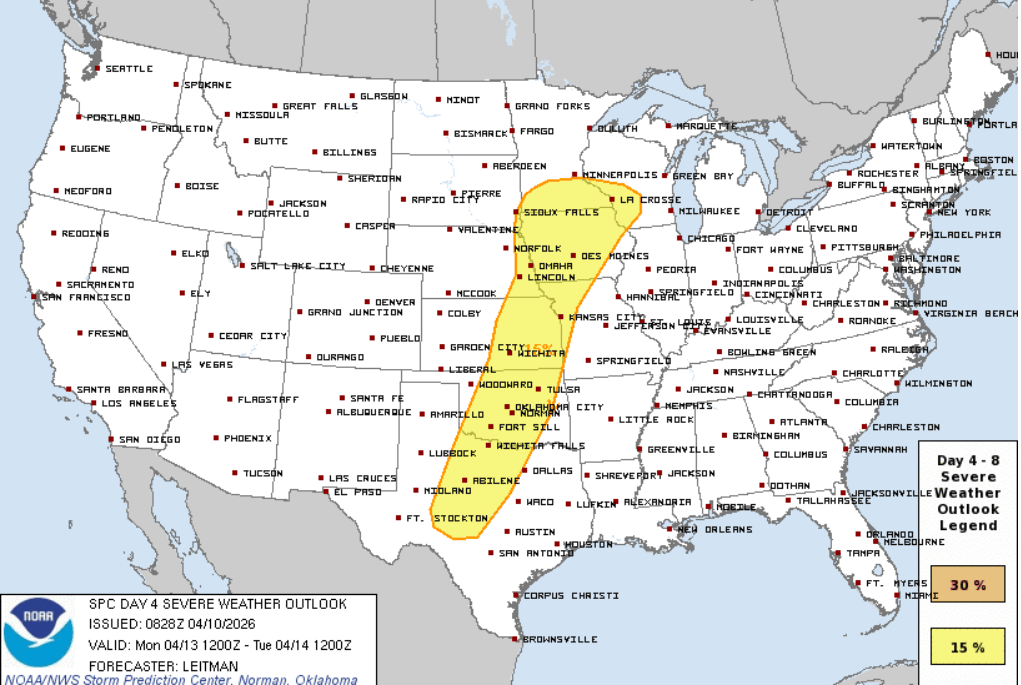 Severe weather risk areas