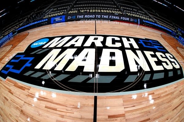 March Madness logo on center court