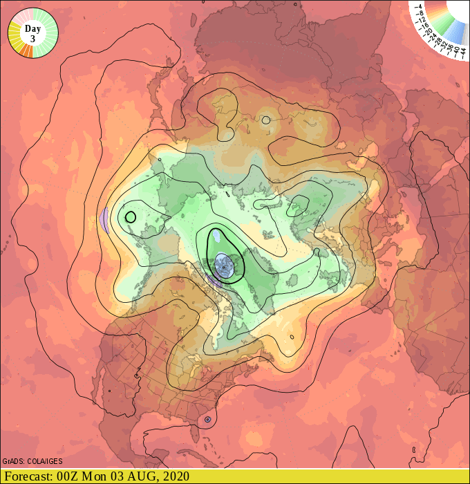 Upper air forecast map for 7 pm August 2