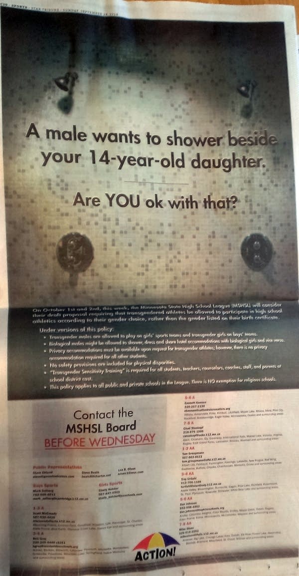 Opponents of MN transgender athletes hit the showers