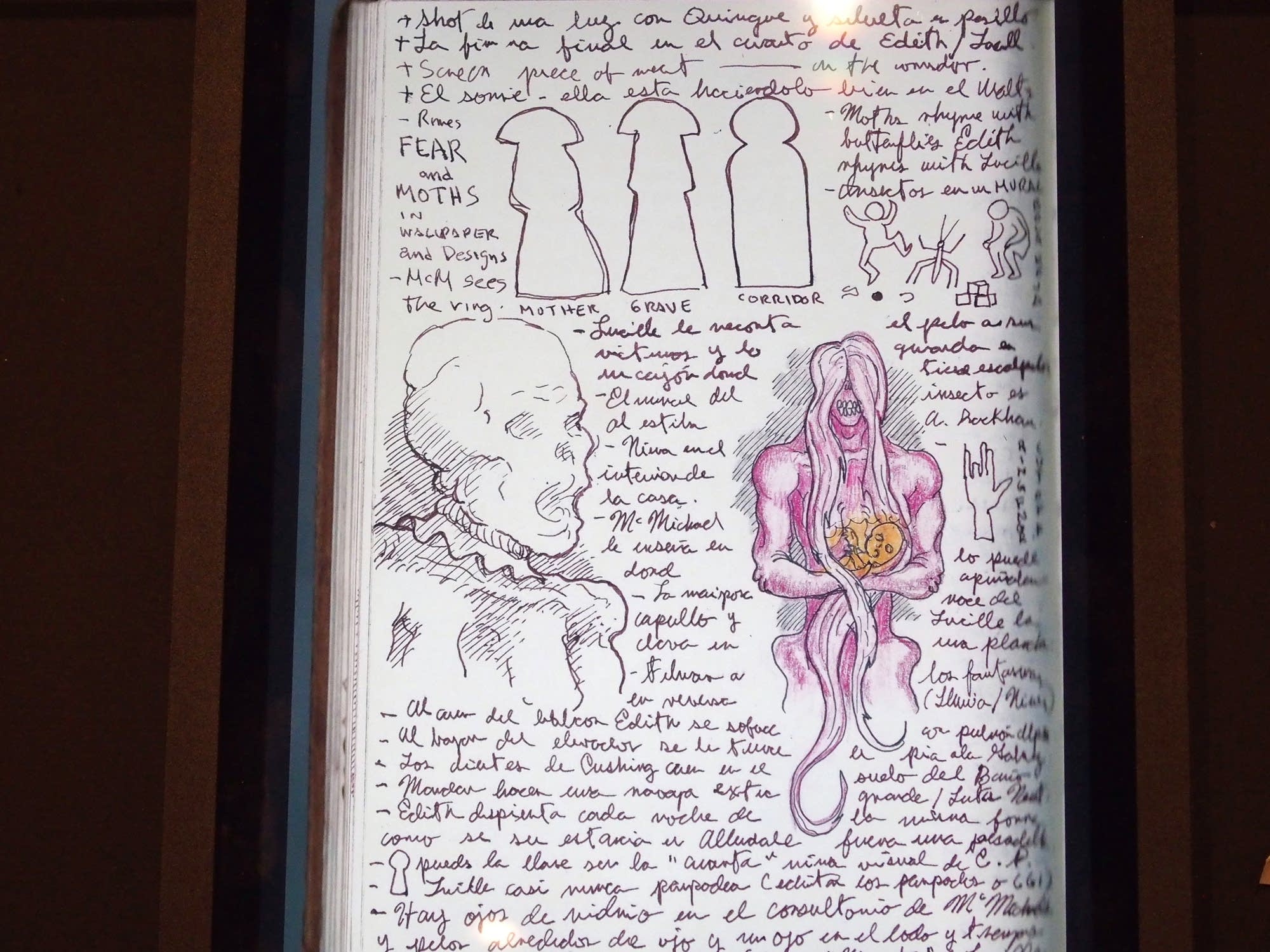 Four of del Toro's notebooks are included in the exhibit.