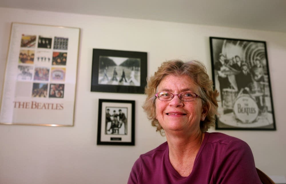 Sitting with Beatles memorabilia