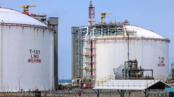 Storage tanks at a major liquefied natural gas import facility in Taiwan. LNG prices have spiked roughly 70% in Europe and Asia since the start of the U.S. and Israel's war against Iran.