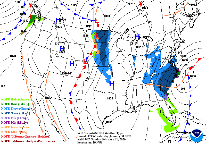 Surface analysis for Saturday 6 p.m. 