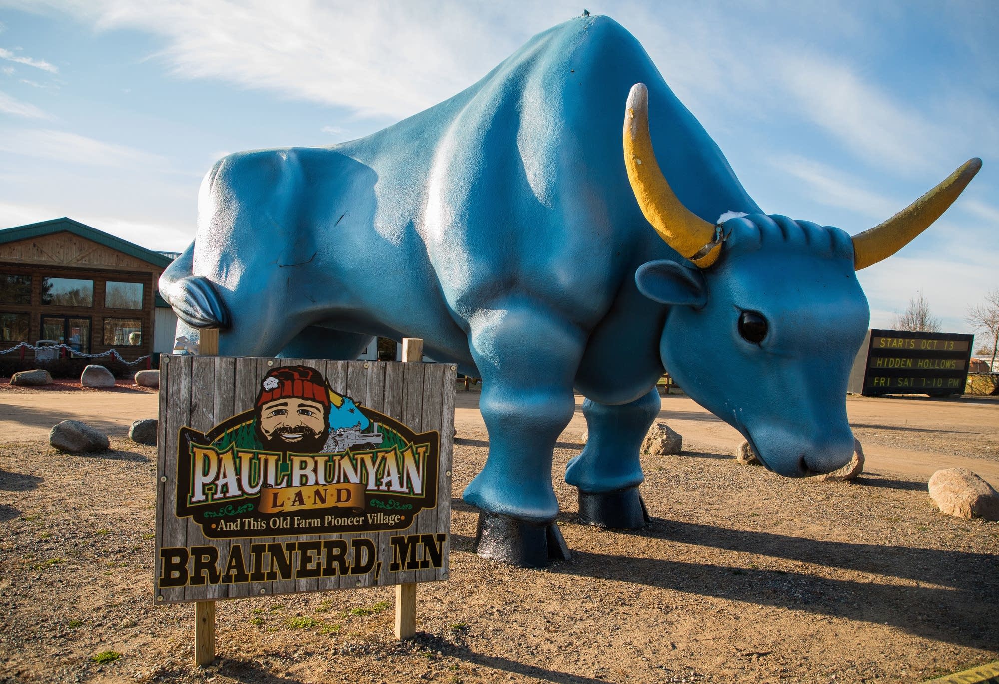 A giant Babe the Blue Ox attraction sits just outside Brainerd.