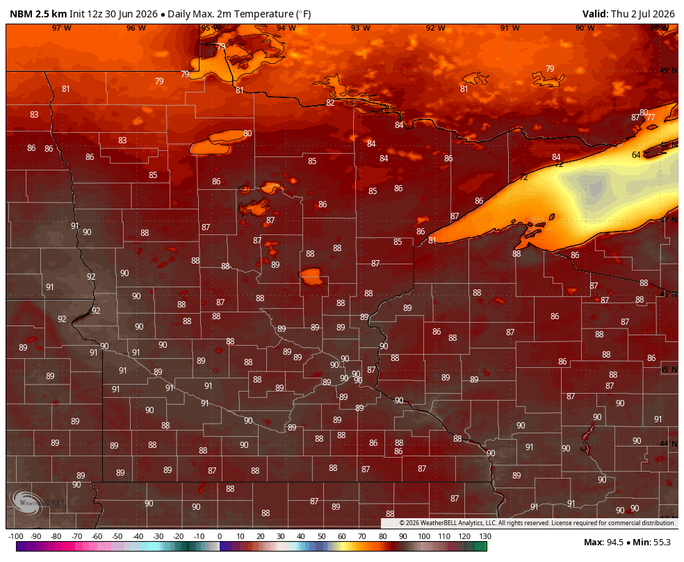 High temps Wednesday