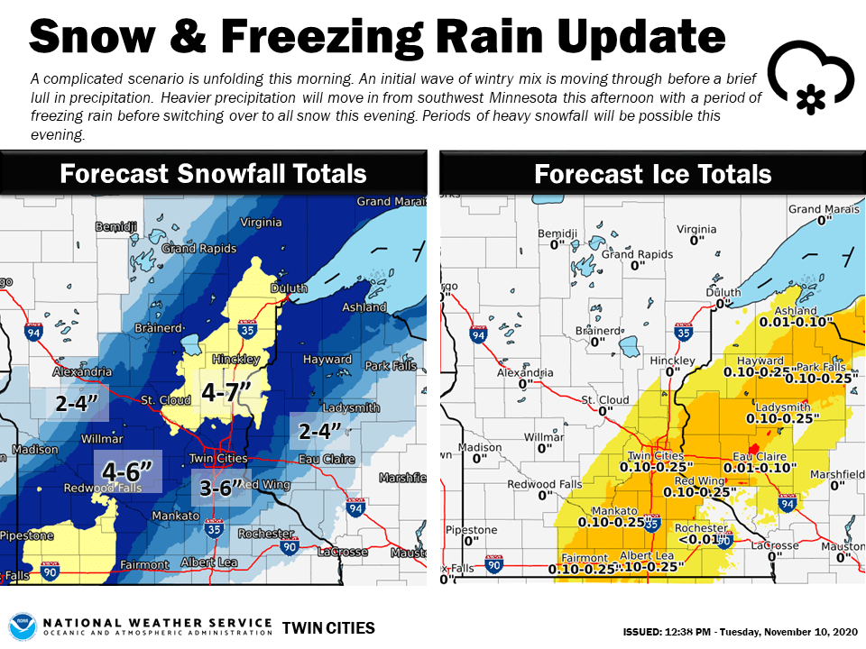 Snow and ice accumulations