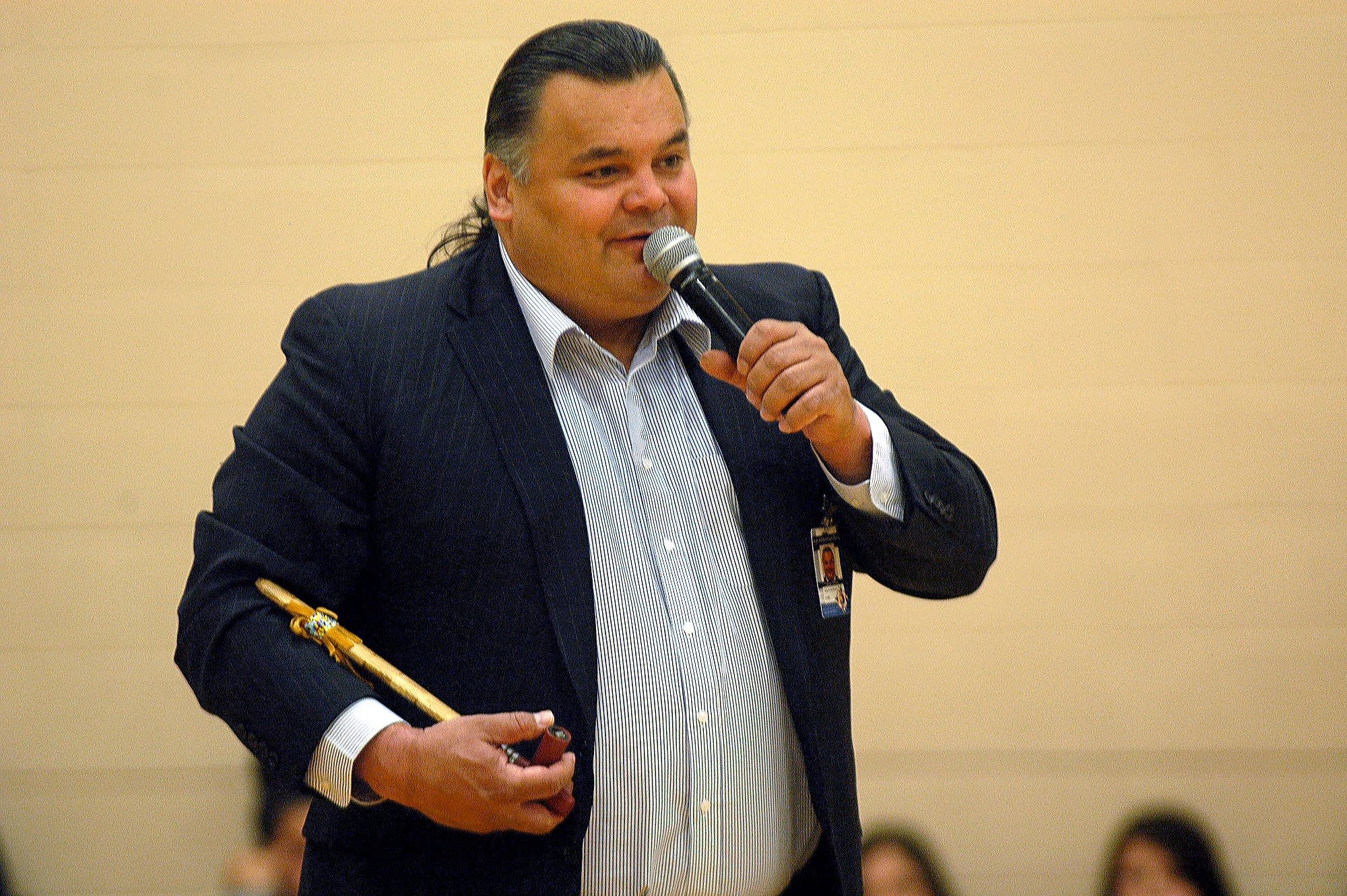 Ricky White, superintendent at Circle of Life, leads a pipe ceremony.