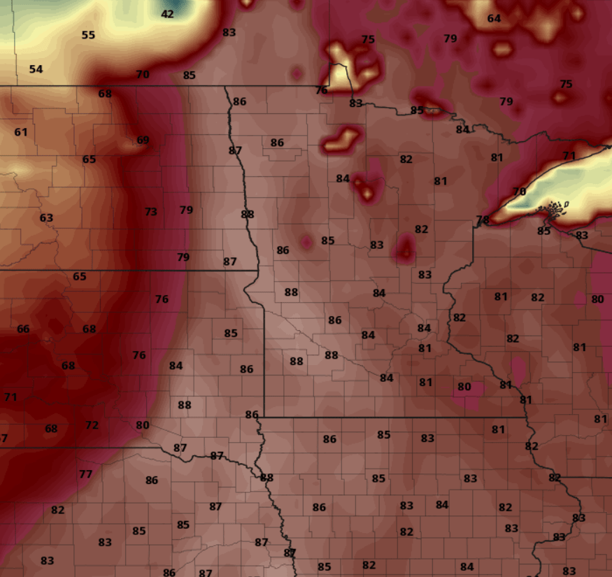 European model (ECMWF) temperature forecast