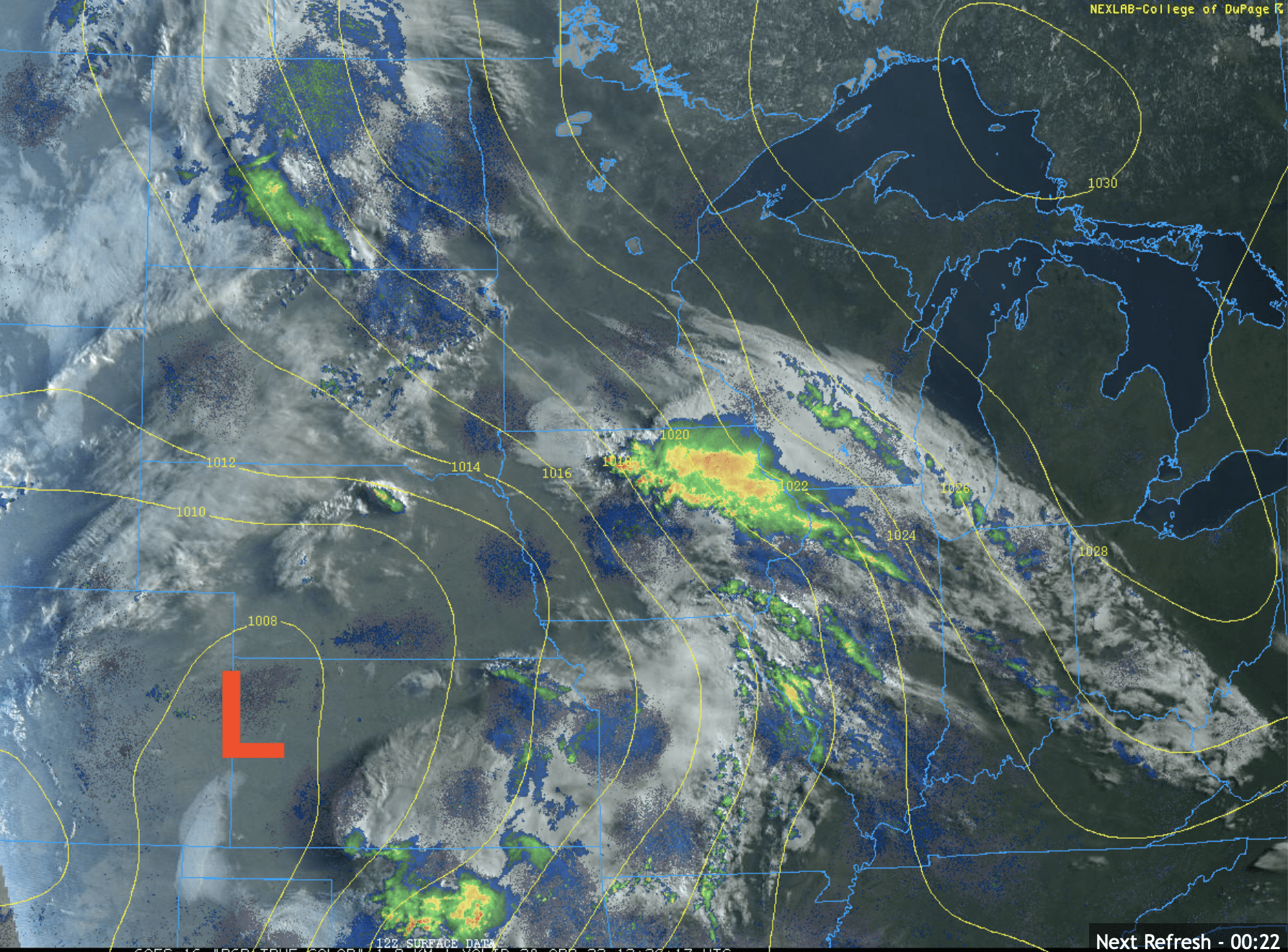 Clouds increase, showers develop late 