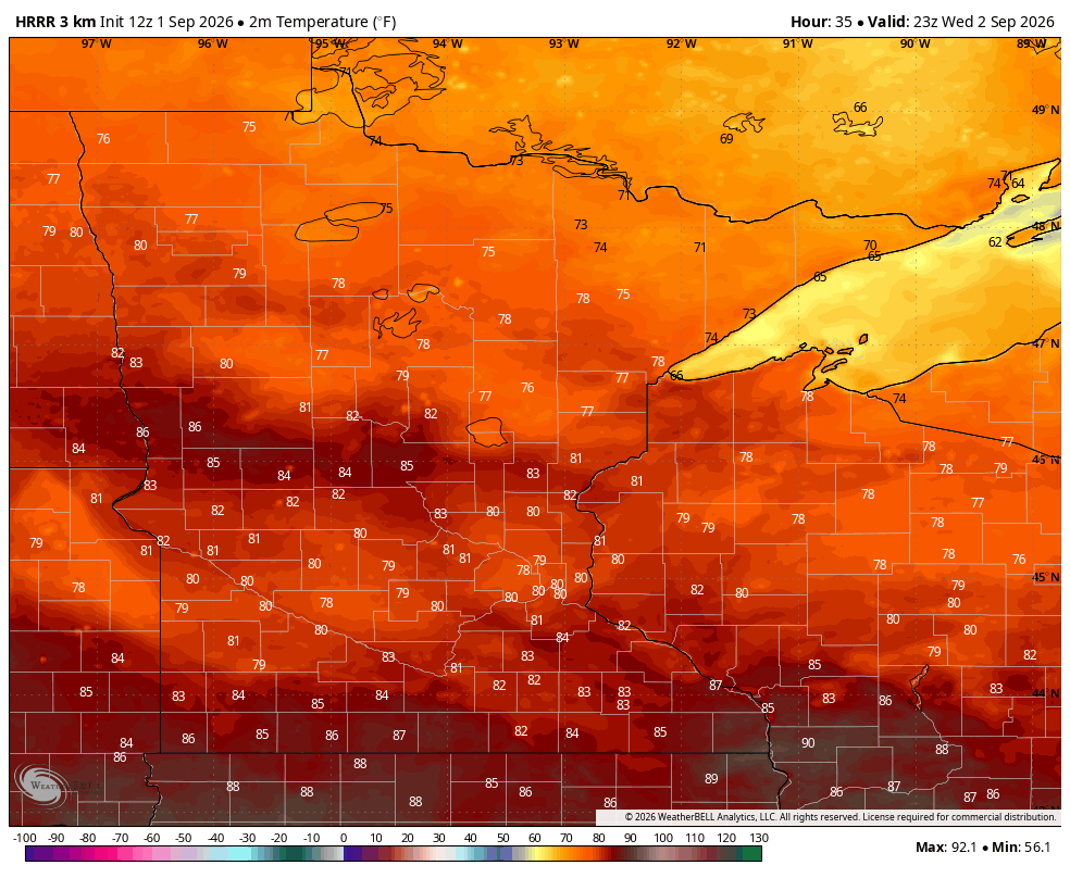 High temps Wednesday