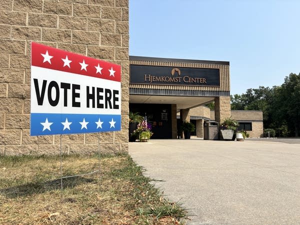 A sign outside a polling place.