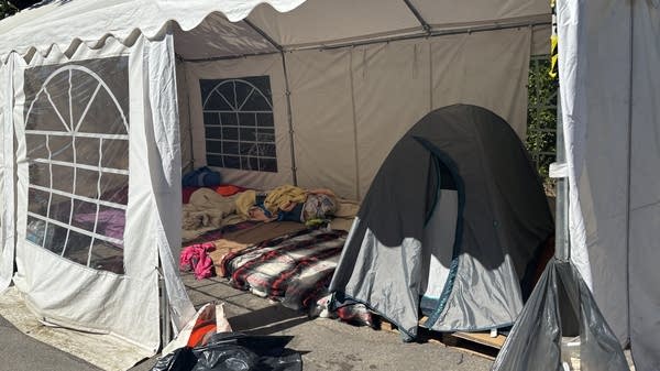 Tents and blankets.