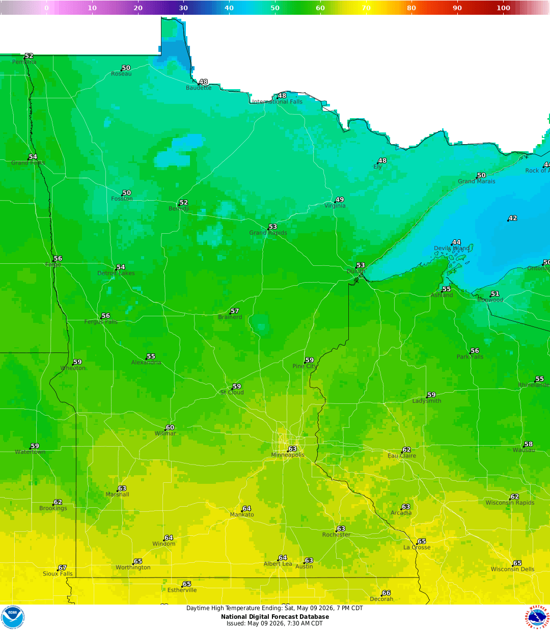 Highs for Saturday