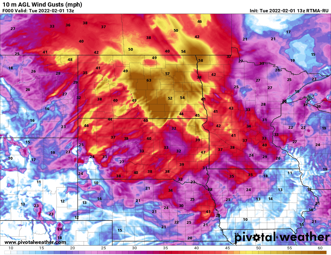 Tuesday wind gusts