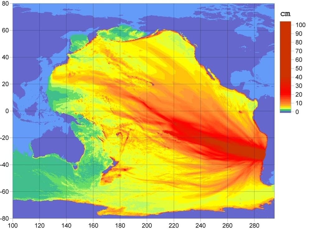 Tsunami energy map