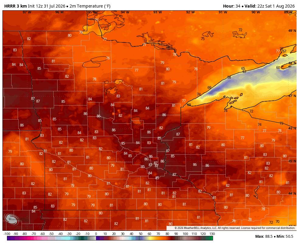 Highs Saturday PM