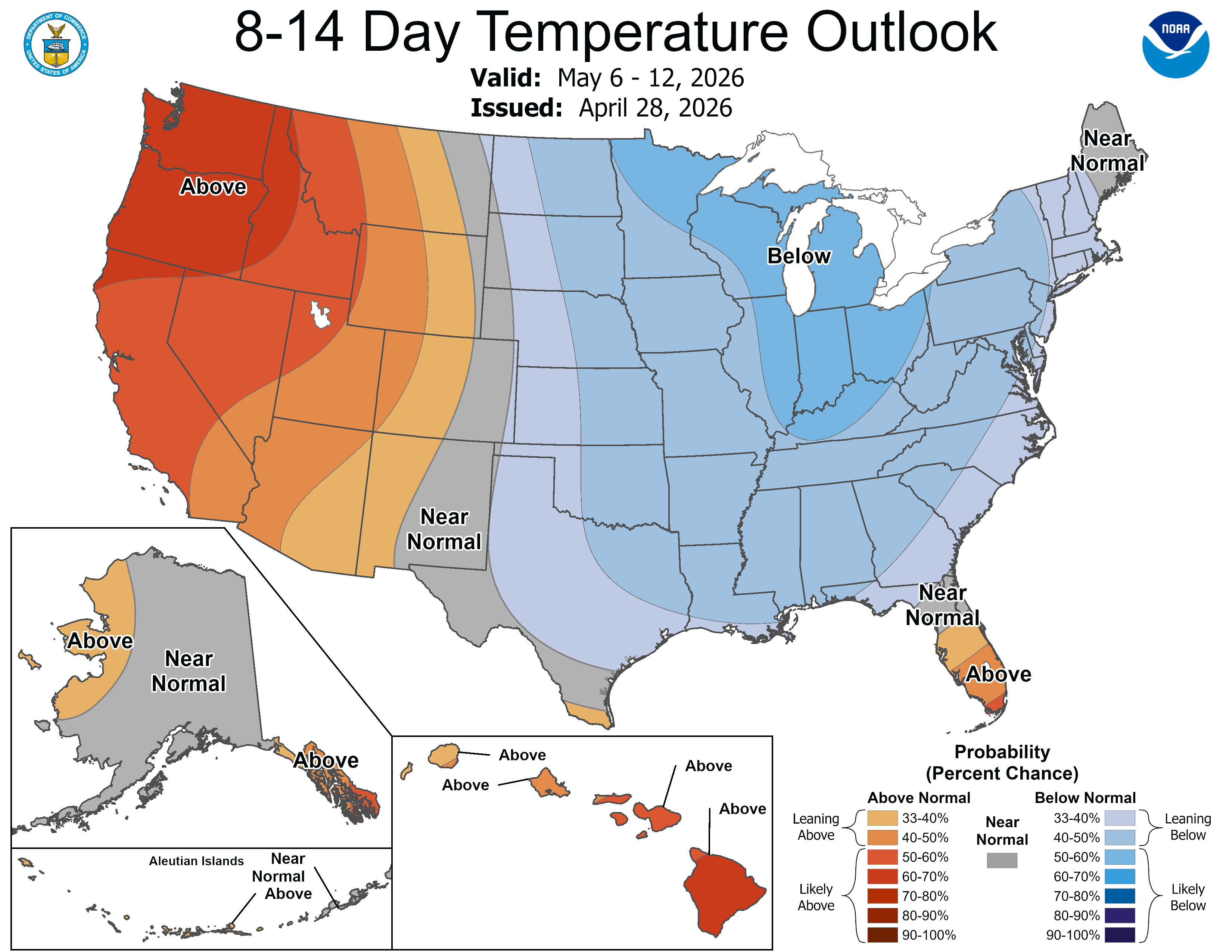 NOAA 8 to 14-day temperature outlook