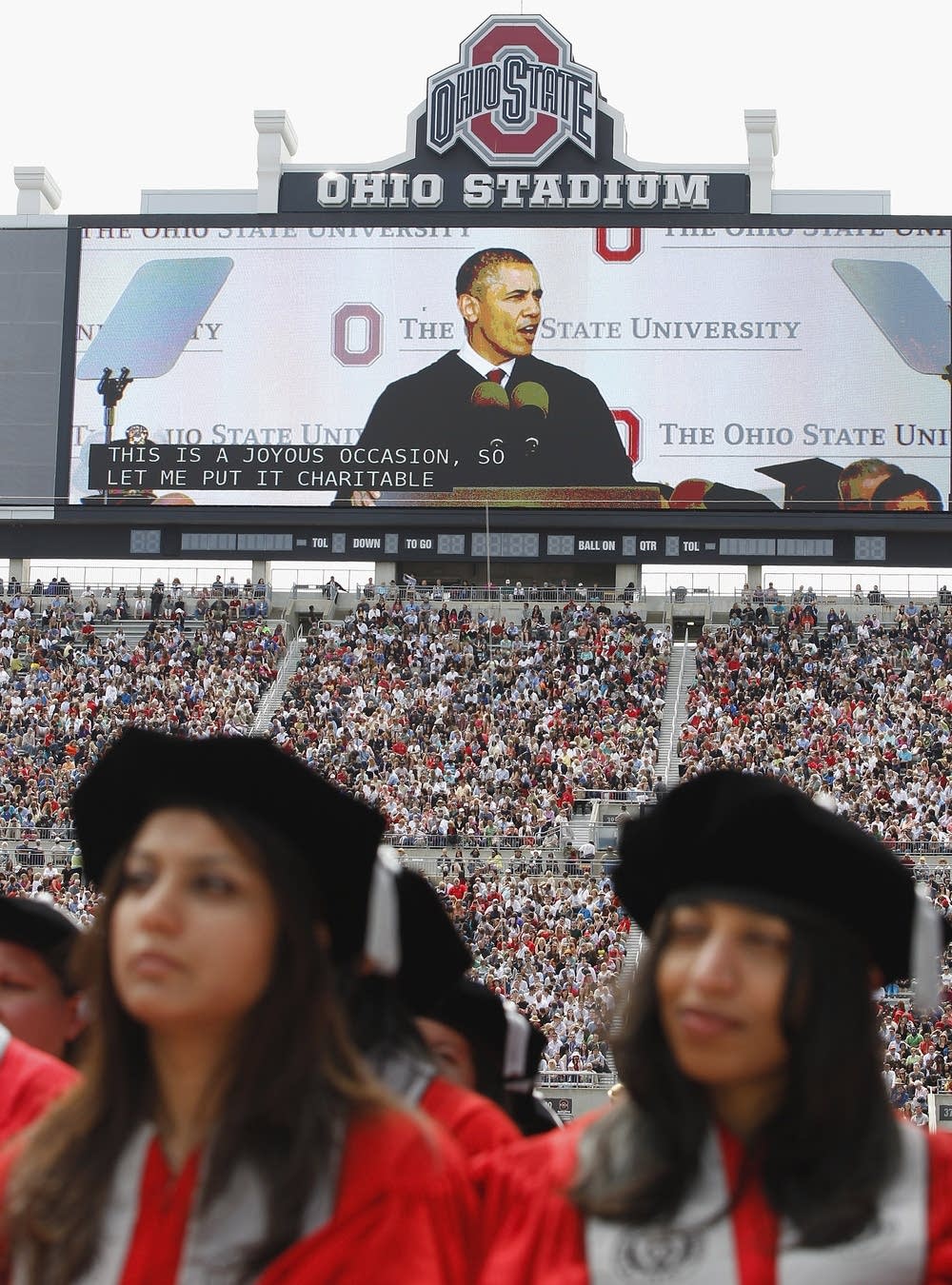 Obama on the video screen