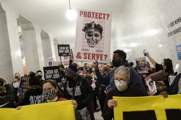 A group of Minneapolis residents inside the City Hall.