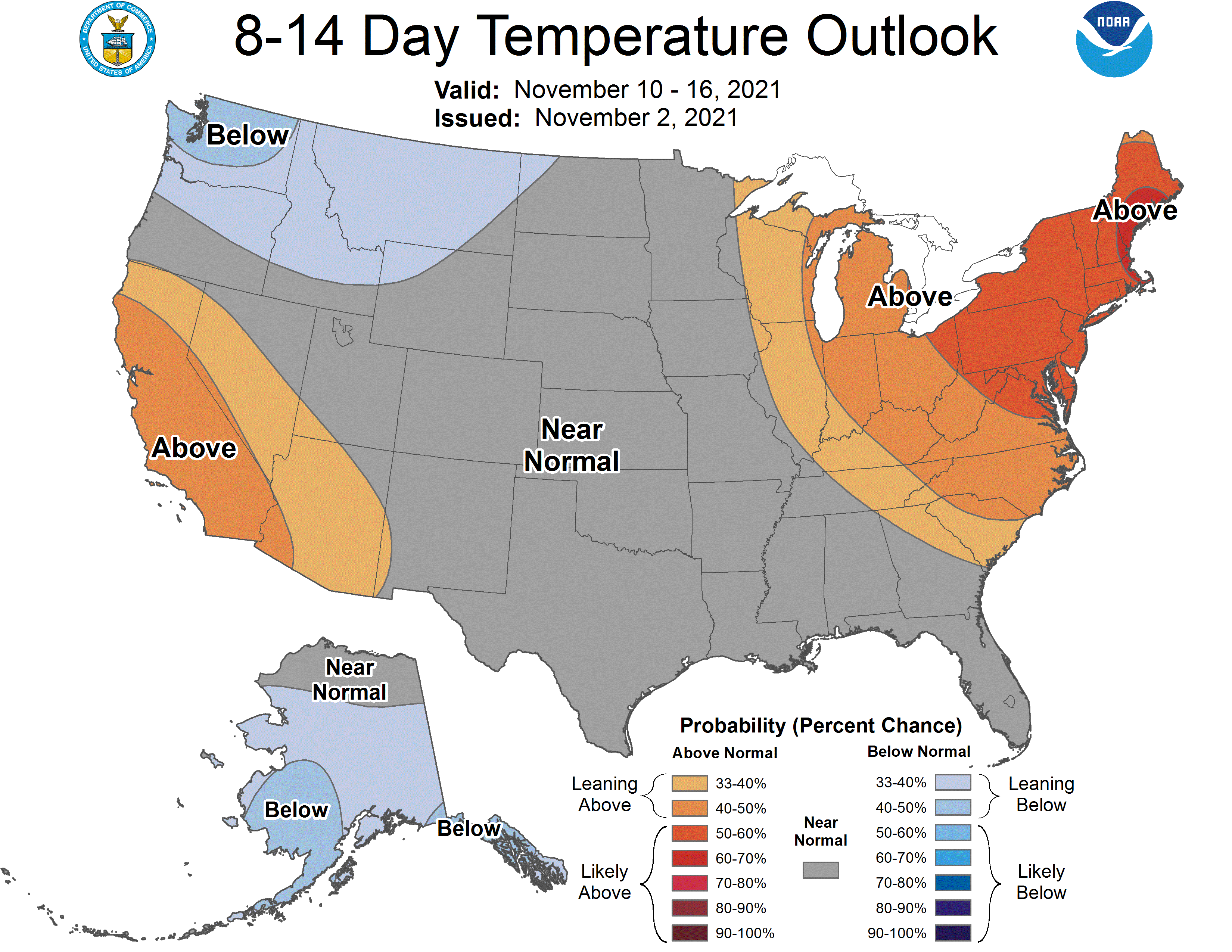 NOAA 8 to 14-day temperature outlook