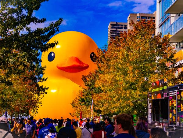 A large yellow rubber duck