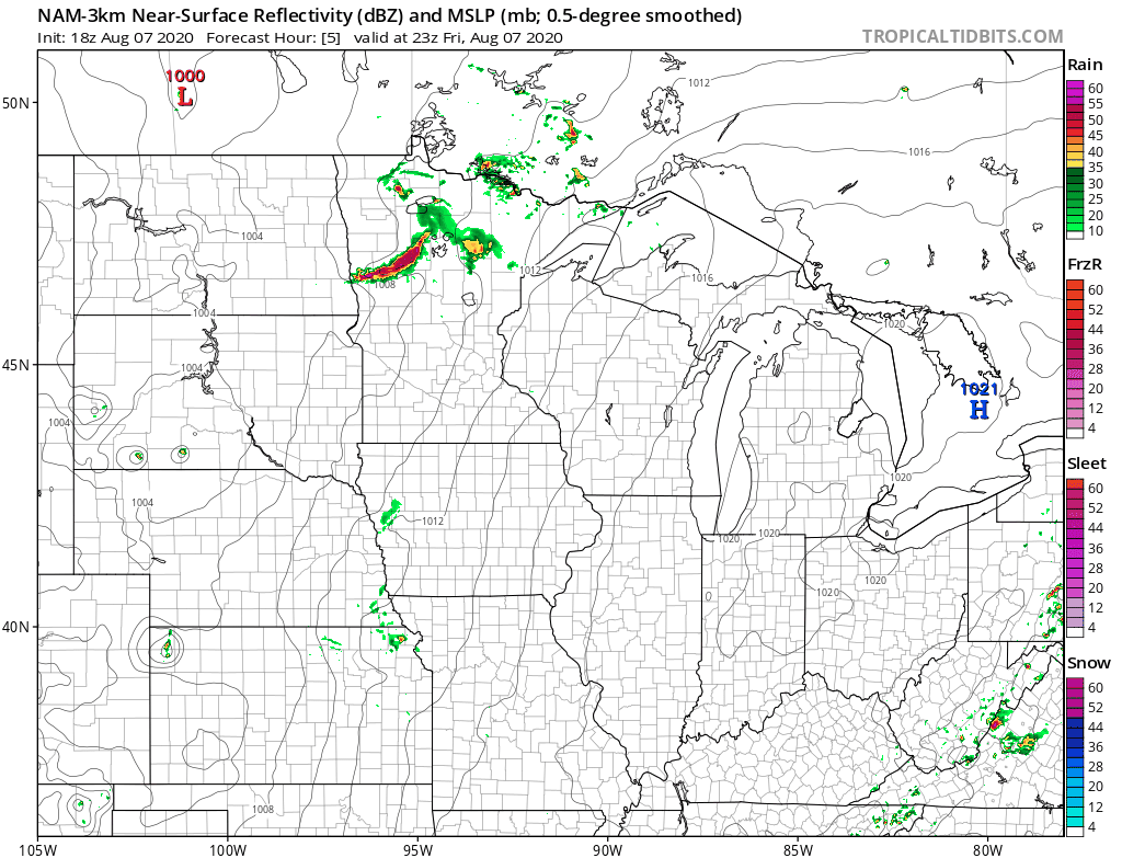 NOAA NAM 3 km model 7 pm Friday to 7 am Saturday