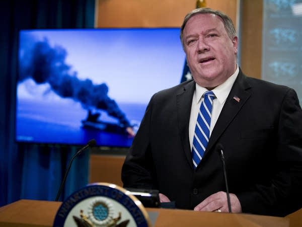 Mike Pompeo speaks at the State Department