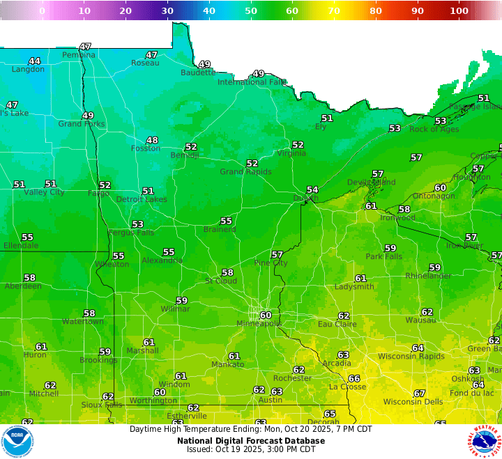 Monday's highs