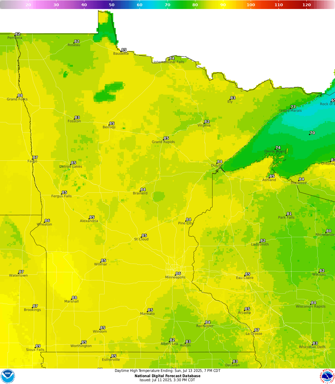 forecasted weather sunday