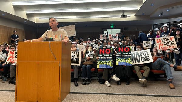 Steven Kung speaks at a Monterey Park city council meeting about banning data centers in the city.