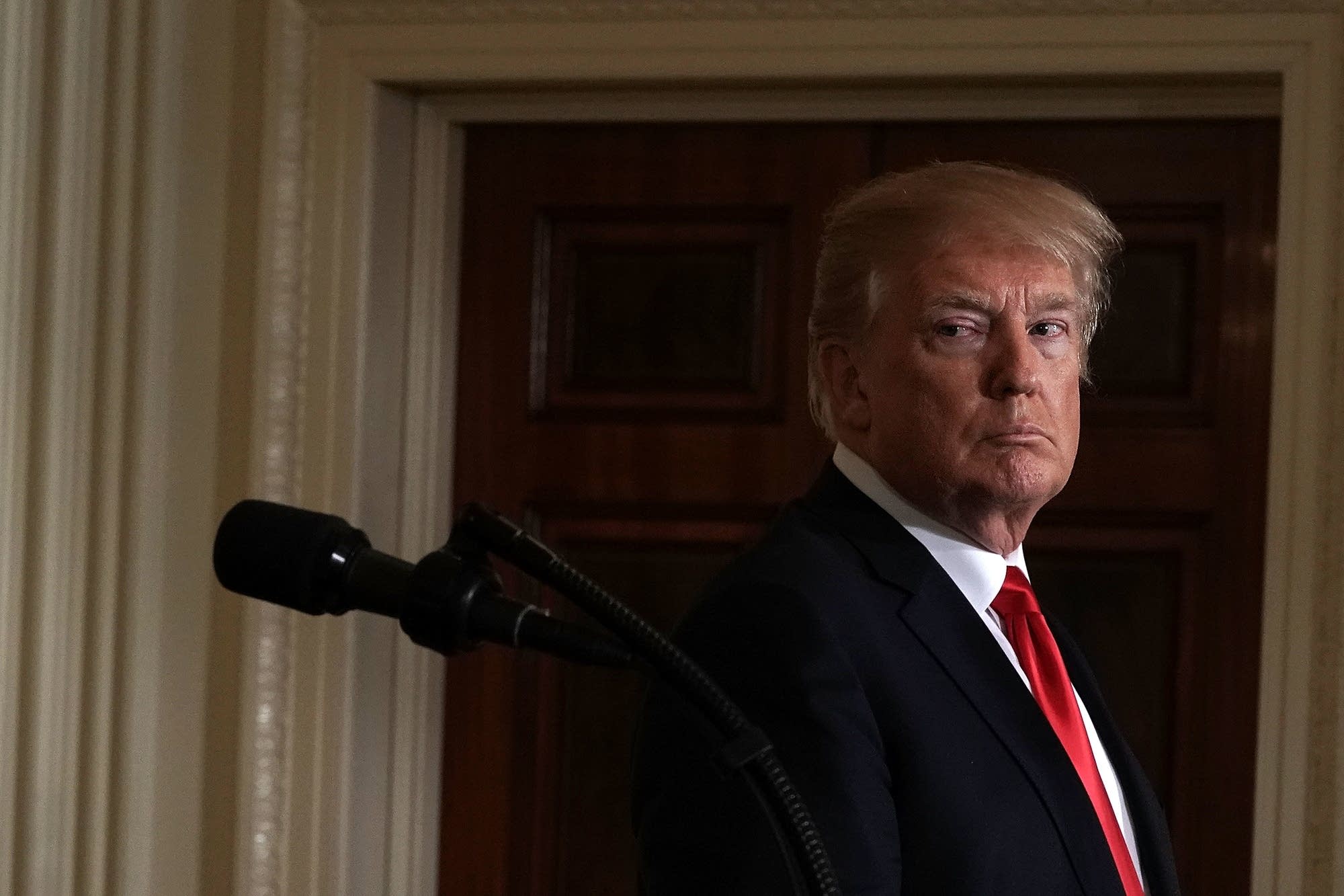 President Trump in the East Room of the White House Feb. 23, 2018.