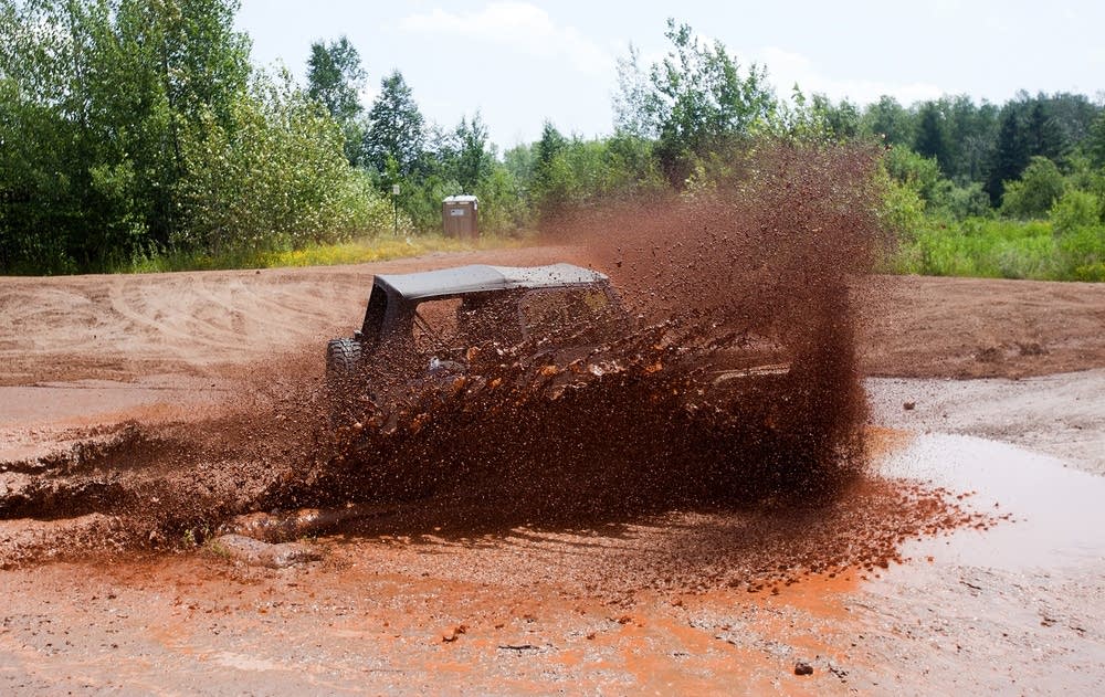 Driving through a mud pit