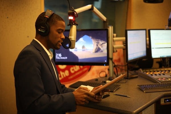 person talking on the radio