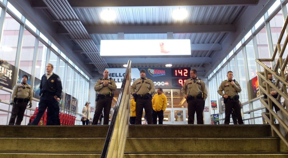 State Patrol block people from entering the mall.
