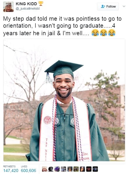 Grad to stepdad: ‘I’ve got a degree. You’re in prison’