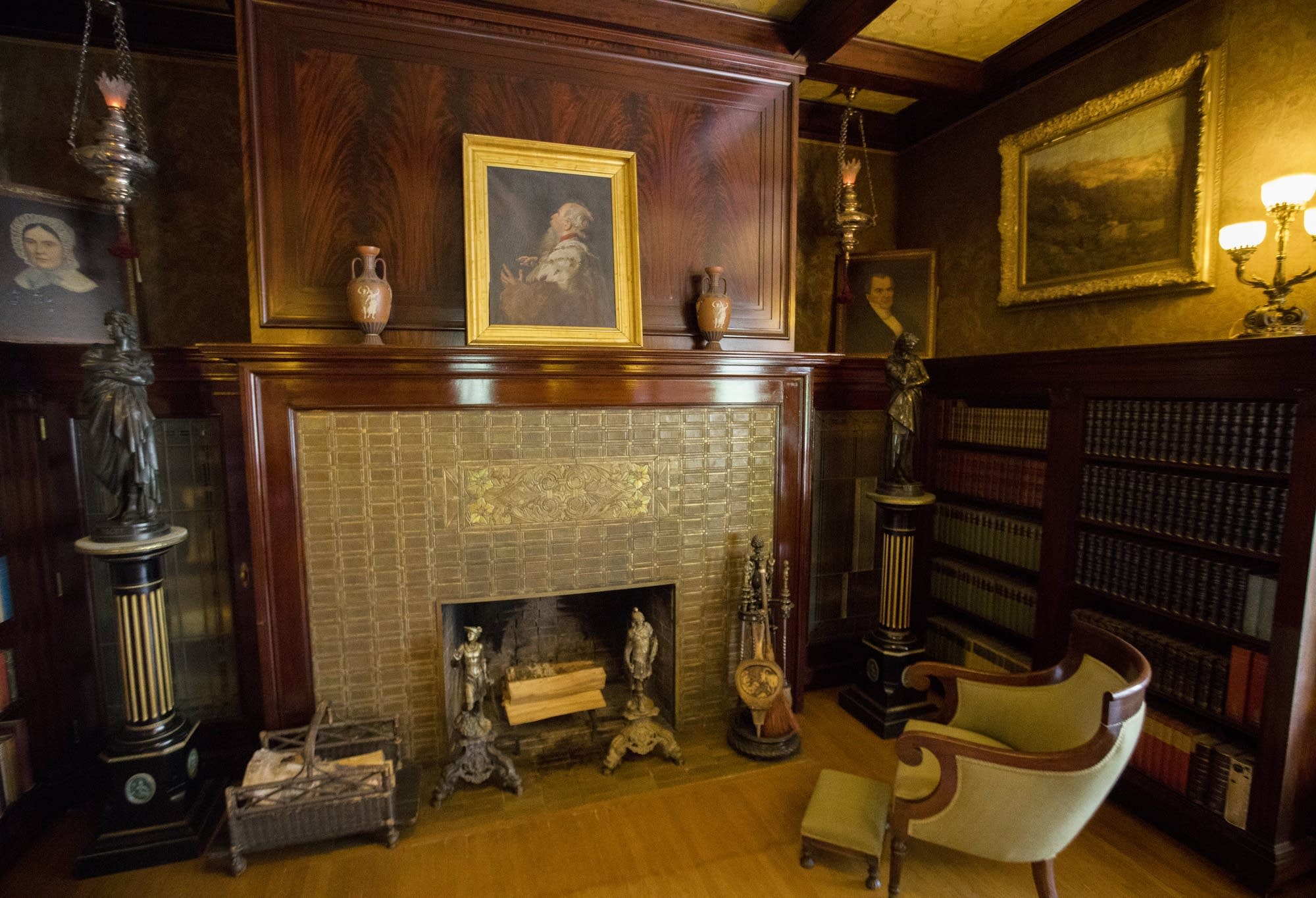 A view of the library at Glensheen Mansion.