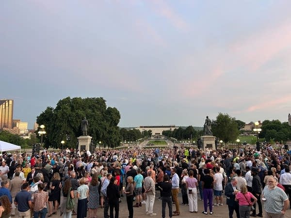 Hundreds of people gather