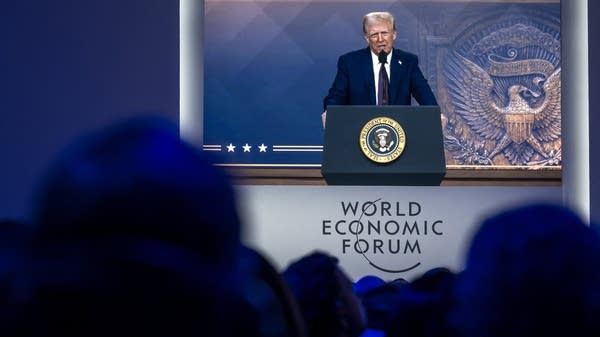 This week, President Donald Trump will address the World Economic Forum in Davos, in person for the first time in six years. Above, Trump addressed the WEF virtually last year.