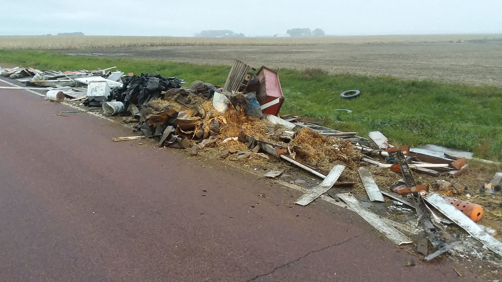 Semi load of garbage illegally dumped along southern Minnesota road