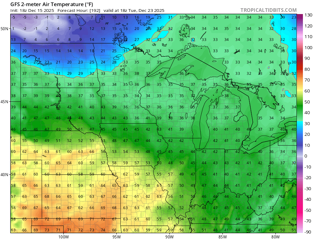 NOAA GFS temperature output