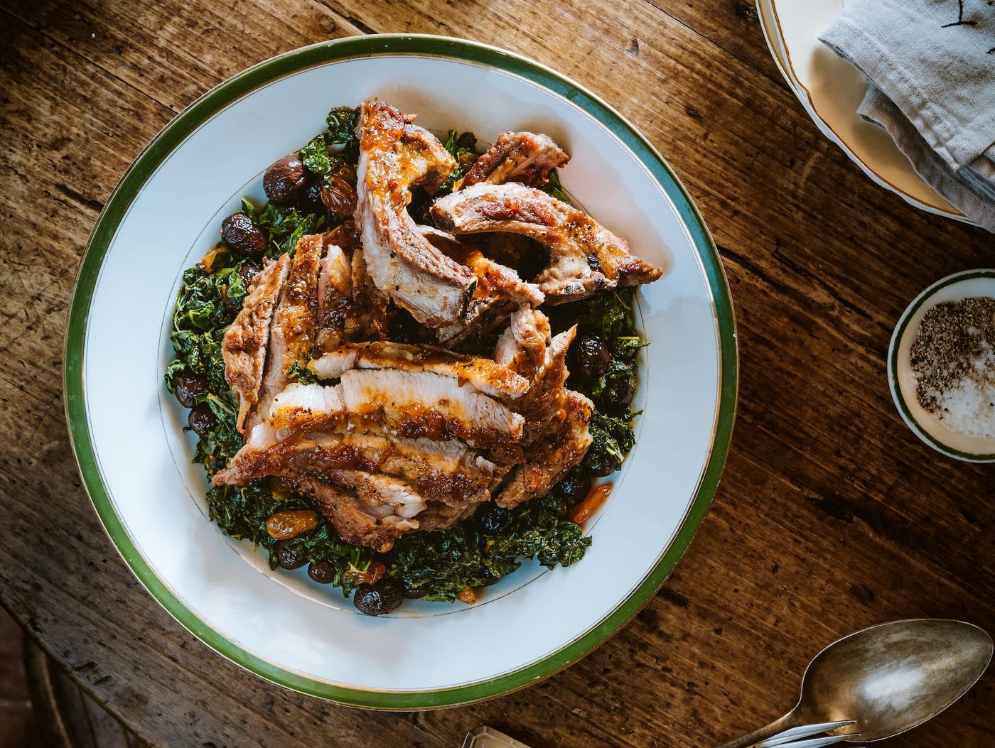 Pork Chops with Kale The Splendid Table