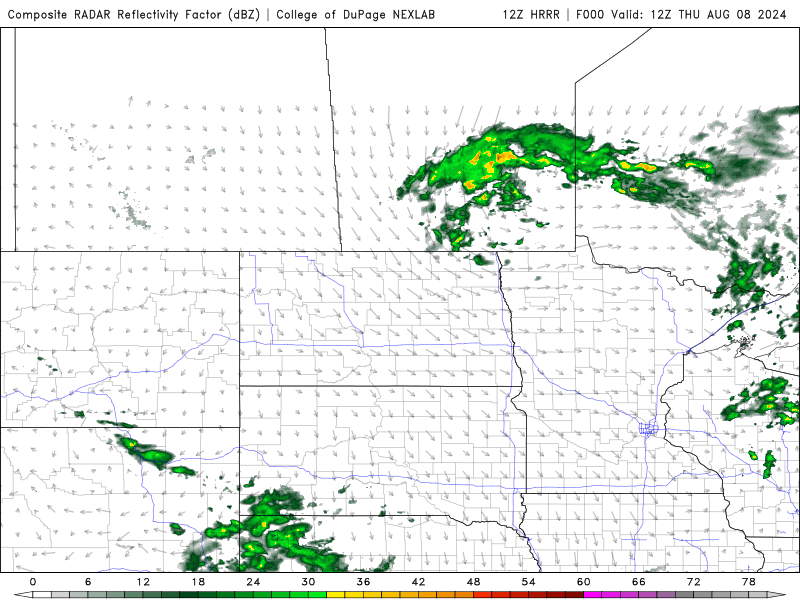 Forecast simulated radar Thursday afternoon through Friday morning.
