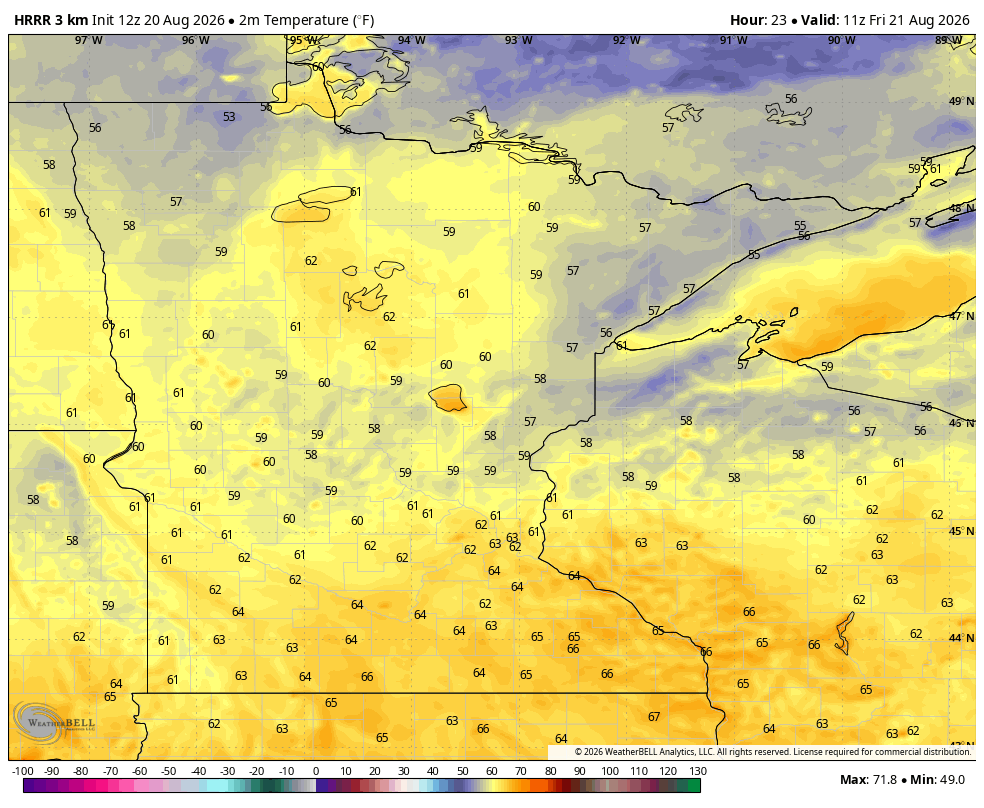 Temps Friday