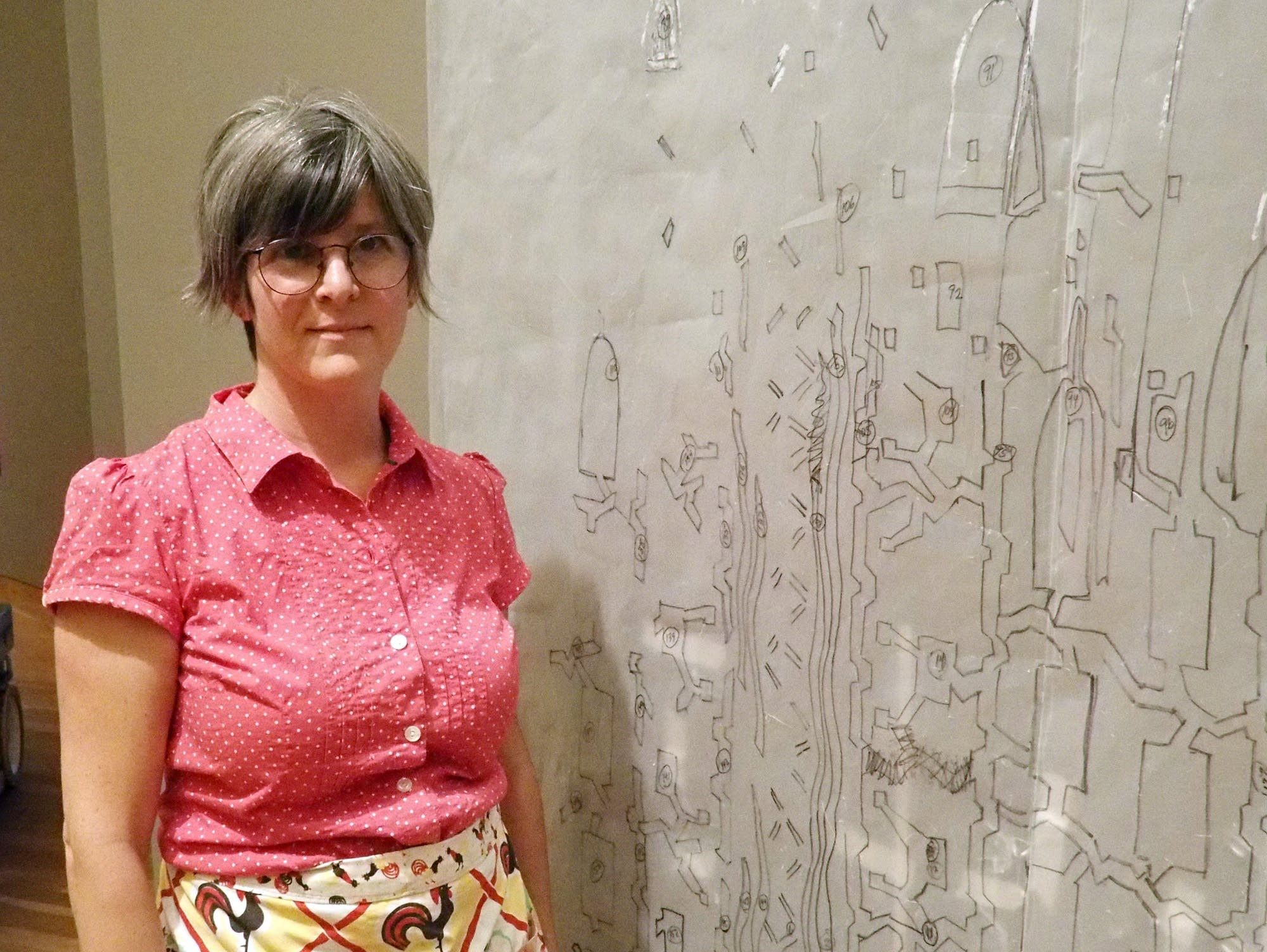 Beth Lipman at the installation of her new commission.