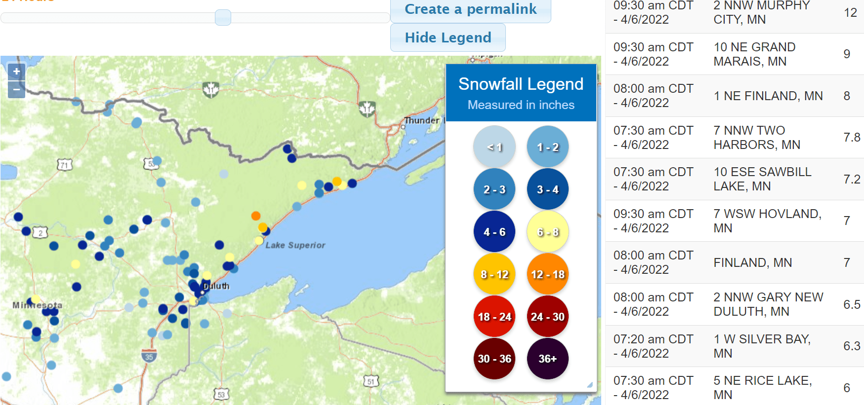 Snowfall reports